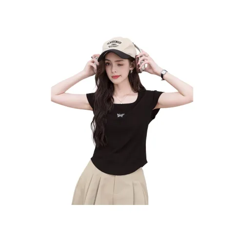 FAWENXIANGZI Черный Женские Короткие Топы