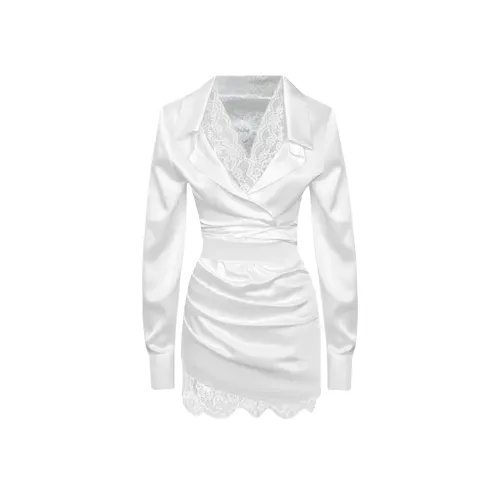 Белые женские платья с длинным рукавом