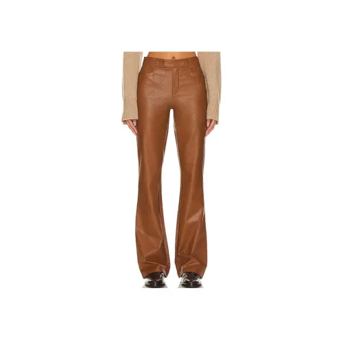 PAIGE Кожаные брюки женские коричневый
