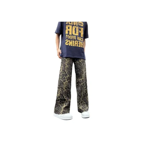 JIEPA Леопардовый принт Унисекс Джинсы