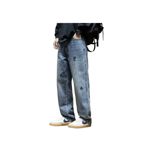 SLLAVIF Винтажные синие мужские джинсы