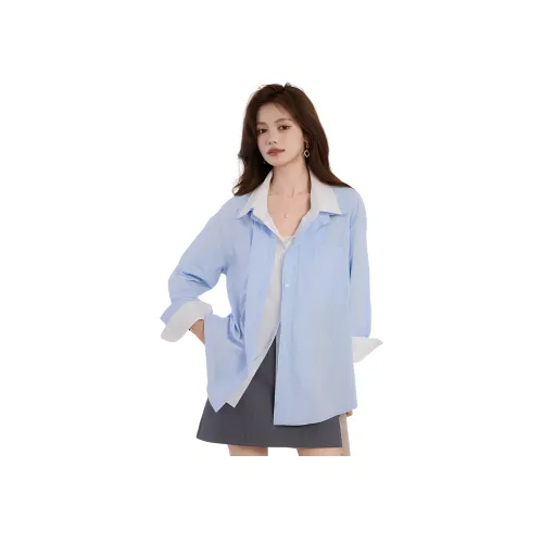 HUICUIGE Blue Women's Shirts HUICUIGE Синие Женские Рубашки