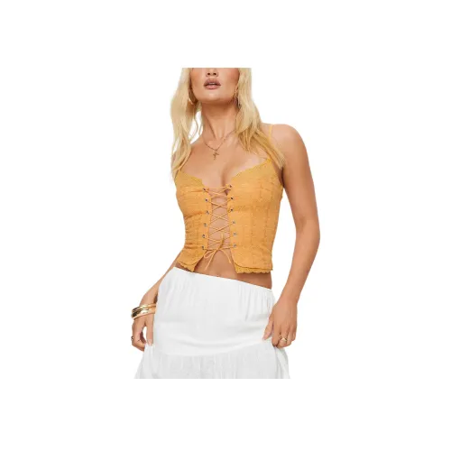 PRINCESS POLLY AMITRI Кружево Вверх Топ Топ на бретелях Женские Апельсин Апельсин