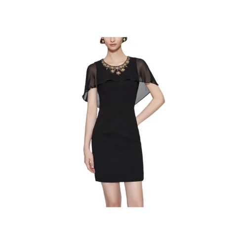 Badgley Mischka Короткий рукав Платье Женское Черное