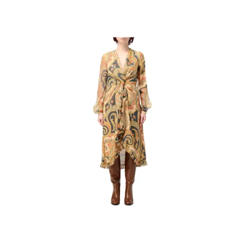 ETRO Многоцветные Женские Длинные Платья с Рукавами