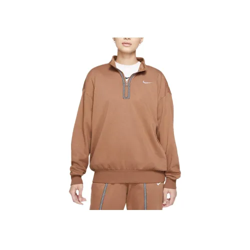 NIKE Ancient Коричневый/белый Женские Свитшоты