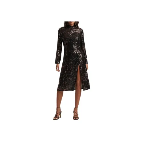 SUPERDRY Длинное платье с длинными рукавами женское черное