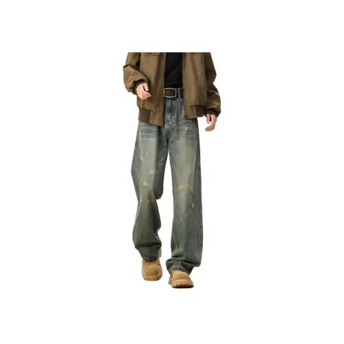 FOMOCE Винтажные синие унисекс джинсы