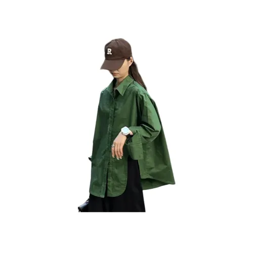 Wbwq Темно-зеленые Женские Рубашки