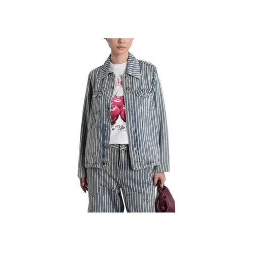 GANNI Blue Women's Denim Jackets GANNI Синий Женские Джинсовые Куртки