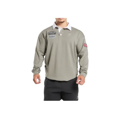 GYMSHARK Регби Рубашка Поло Мужская Лен Коричневый