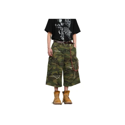 MORii Армейский зеленый Унисекс Джинсовые шорты