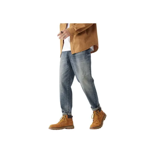 YUQIAN Дымчато-синий Мужские Джинсы
