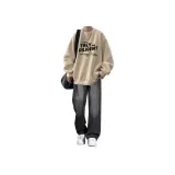 Двухкомпонентный комплект (Абрикосовый худи + Черные джинсовые штаны)