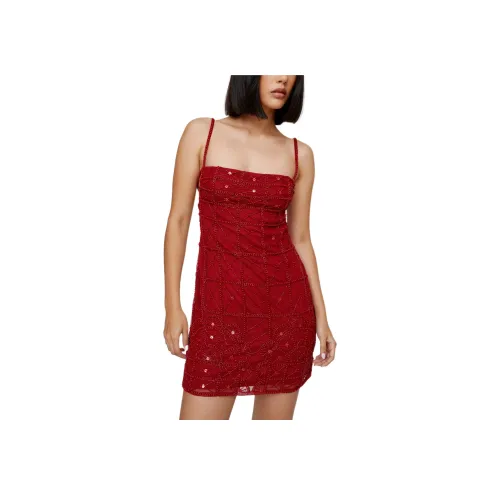 NASTY GAL Платье с бисером с ремешками мини платье женское красное