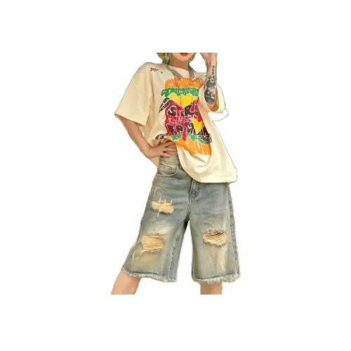 Мед Синий Женские Джинсовые Шорты