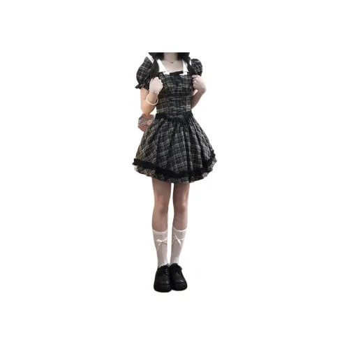 GOSO Короткий рукав платье женское клетчатое