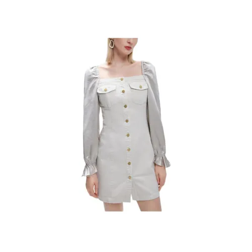 Miss Sixty Длинное платье с длинными рукавами женское светло-хаки