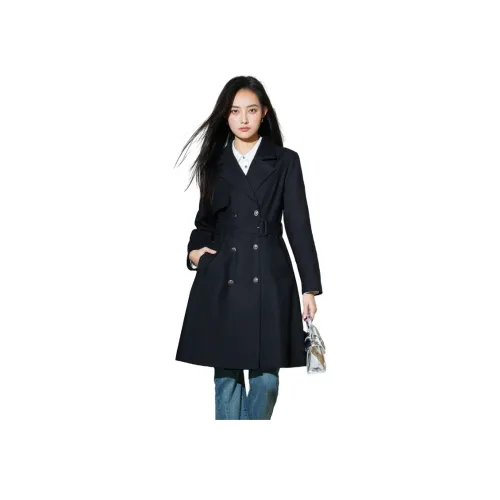 SMEN Черный Женский Тренч