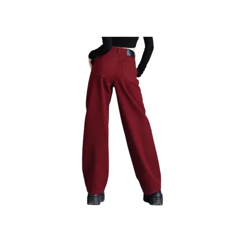 You cow me pants Анкора Красный Флисовые Подкладочные Женские Джинсы