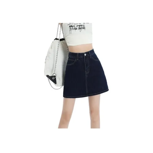 FOREVER 21 Джинсовые короткие юбки Женские Темно-синий