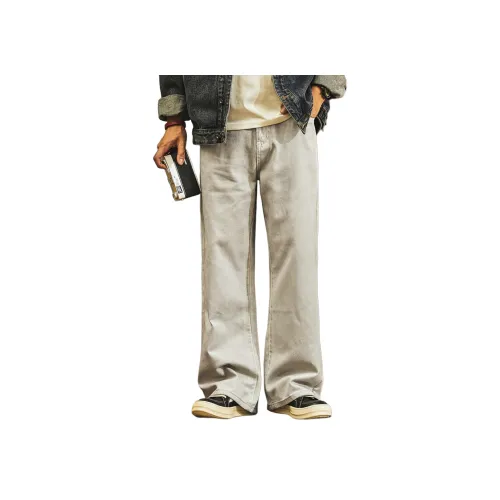 GELANLU Джинсы Мужские Грязно-Белые