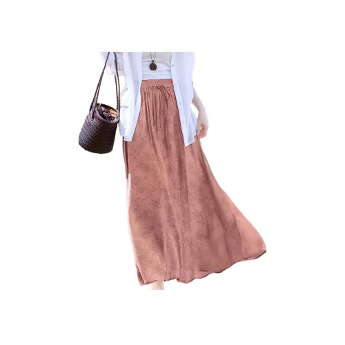 XWI Лотосово-розовый Женская Повседневная Длинная Юбка