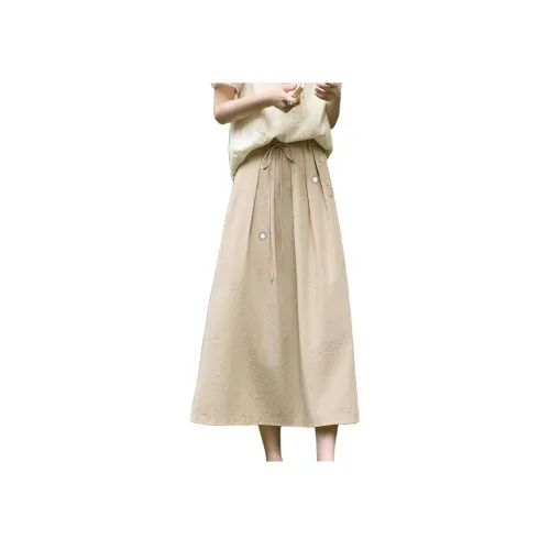 XWI Хаки Женские Повседневные Длинные Юбки