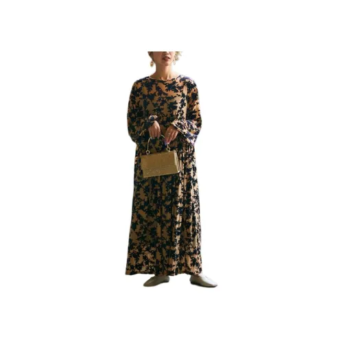 FREAK'S STORE Длинное платье с длинными рукавами женское морской синий