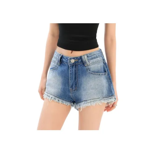 Concubine Zhu Джинсовые шорты Женские Винтажный синий