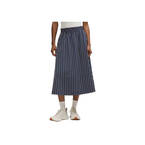 lululemon Рюш Обхват талии Midi Юбка Повседневный Длинный Юбка Женские