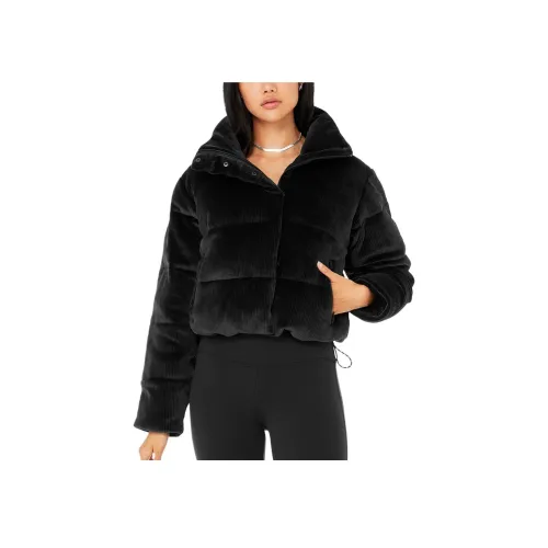 Alo Yoga RIBBED VELOUR GOLD RUSH Women's Down Jacket Black