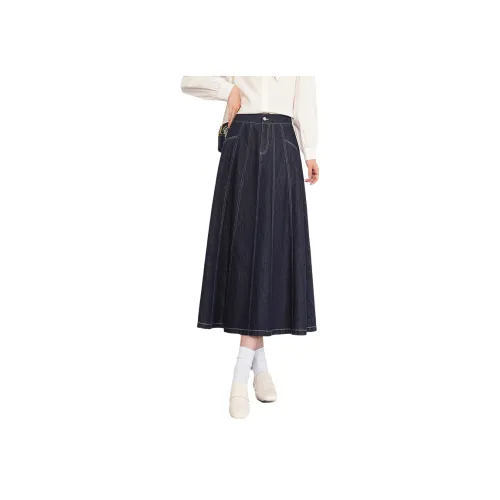 LOUISY AO Denim Long Skirt Women's Dark Blue