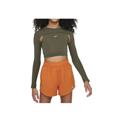 nike T-рубашка детская одежда Dri Fit LONG SLEEVE TOP зеленый детский