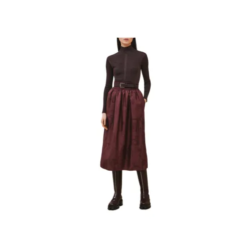 HERMES FW24 Повседневная длинная юбка женская рубиново-красный