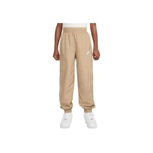 Подростки Nike Вязаные Тренировочные Брюки Sportswear Club Парашют Бежевый Белый