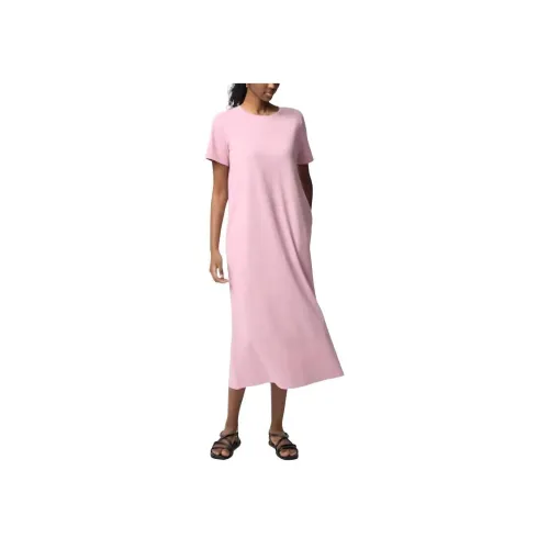 UNIQLO Короткий рукав платье женское розовый