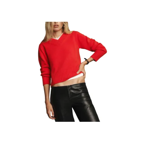 Reformation Dulce Кашемир V-образный вырез Свитер из кашемира Свитер Женские Острый перец Красный