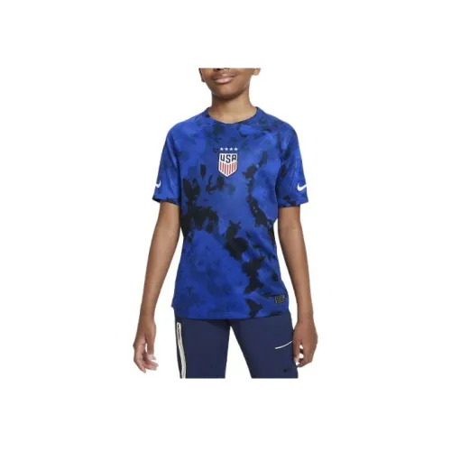 Nike USA Soccer Team Olympic Series USWNT 2022 23 Stadium Away T-Shirt Blue Kids