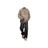 Двухкомпонентный комплект (Светло-серый свитшот + Черные джинсовые штаны)