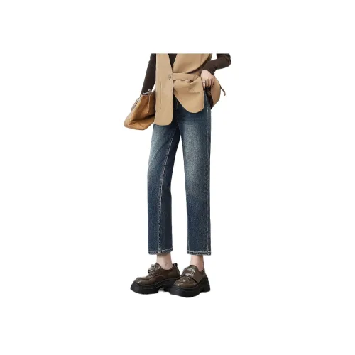 【Dme】 Джинсы Женские Темно-Джинсовый Синий