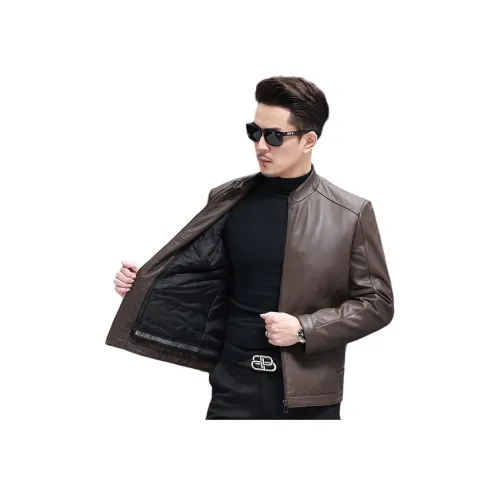 VBA Воротник-стойка натуральная кожа куртка мужская