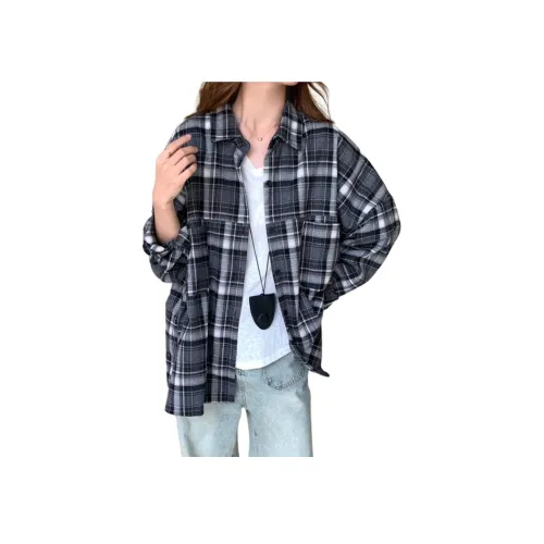 ERIRI Черная клетка Женские Рубашки