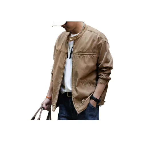 GELANLU Куртки Пальто Унисекс Винтажный Коричневый