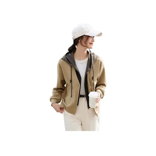Mo Han Yi Mei Куртки и Пальто Женские Светлый хаки