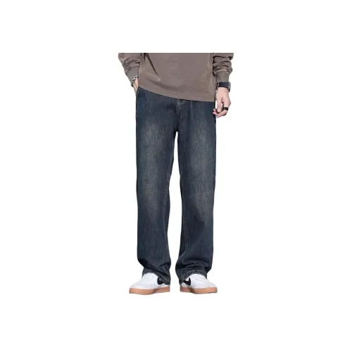 SLLAVIF Винтажные синие мужские джинсы
