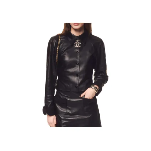 CHANEL Черные Женские Кожаные Куртки