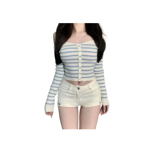 Concubine Zhu Джинсовые шорты Женские Белые Боковая молния