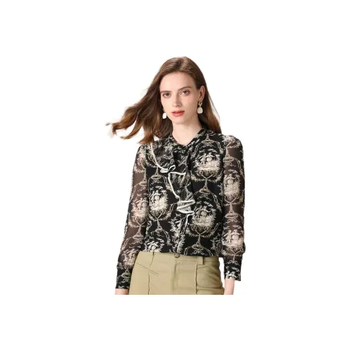 FENHONGMALI Черные Женские Рубашки