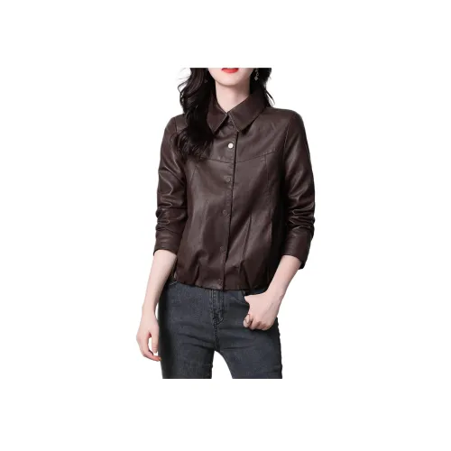 Yi Mengyuan Кожа Куртка Женская